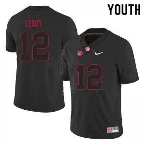 NCAA Youth Alabama Crimson Tide #12 Christian Leary Stitched College 2021 Nike Authentic Black Football Jersey QF17E17VS